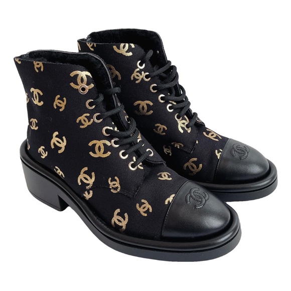 CHANEL CC logo lace up ankle boots - Picture 1 of 10